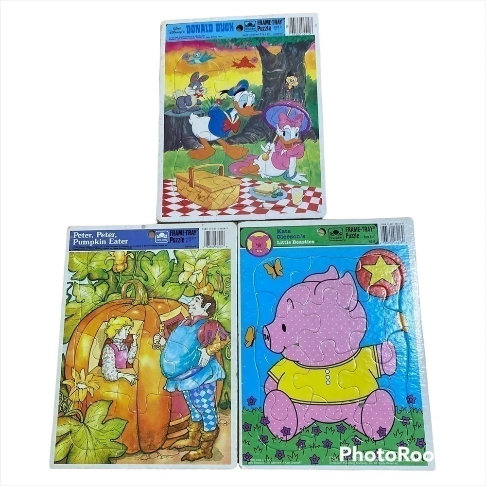 Vintage Puzzle Bundle Frame Tray Disney Donald Duck Little Beasties